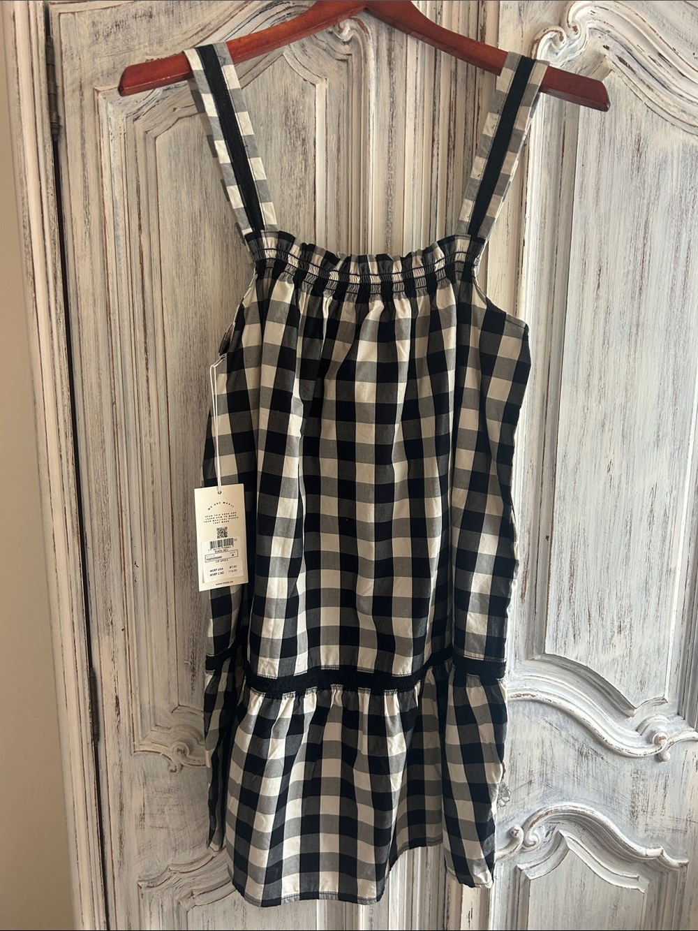 Majji Women’s  Black and White Gingham Tiered Sundress